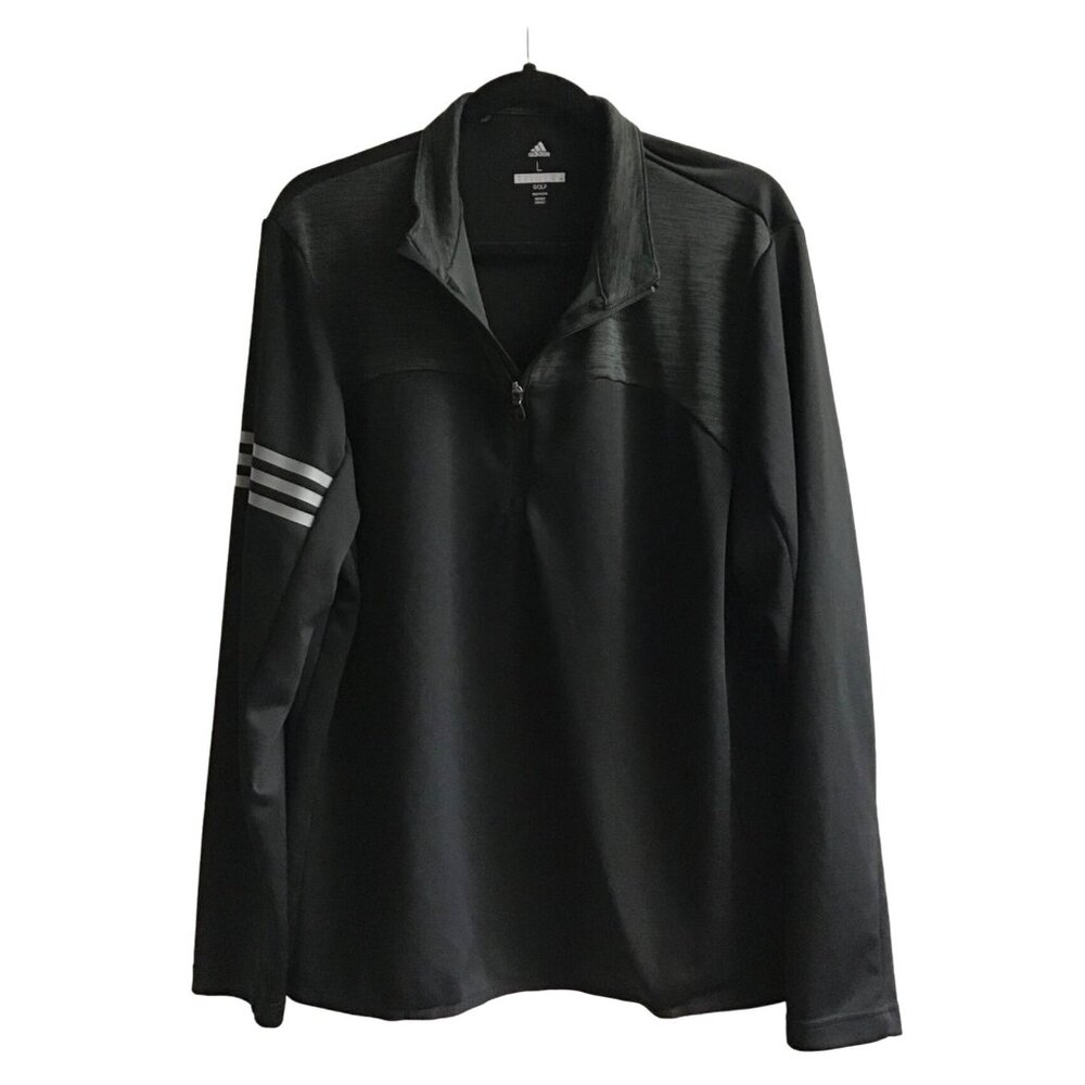 ADIDAS- MENS BLACK GOLD PULLOVER HALFZIP-UP CLOSURE LONG SLEEVE SWEATER SIZE L